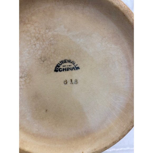 AS IS Stubenville stoneware pitcher fruit motif tan brown gold tableware serving - Picture 3 of 7